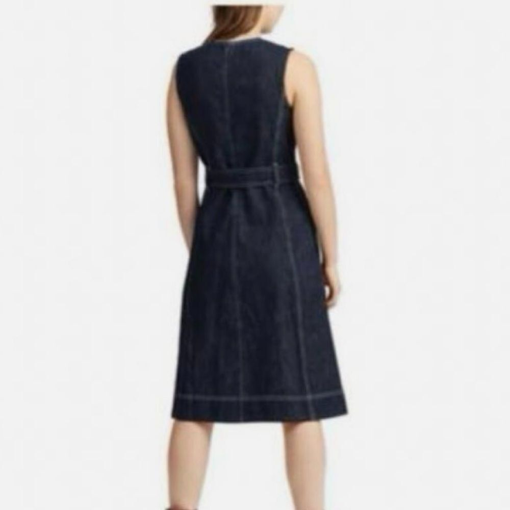 Polo Ralph Lauren Rigid Japanese Denim Indigo Fit Flare Belted Dress Contrast 14 - Picture 3 of 15